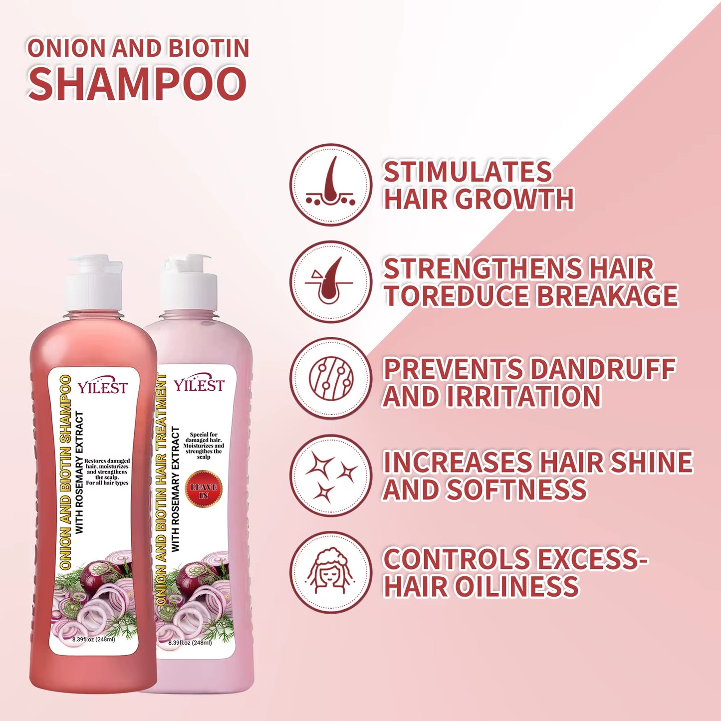500Ml Hair Shampoo for Fast Hair Growth Rosemary Onion Hair Regrowth Shampoo anti Hair Loss Hair Growth Product