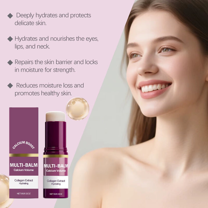 Multi Balm Calcium Volume Firming Skin Hydrating Nourishing Smoothing Collagen Moisturing Stick Suitable for Eyes Neck Face
